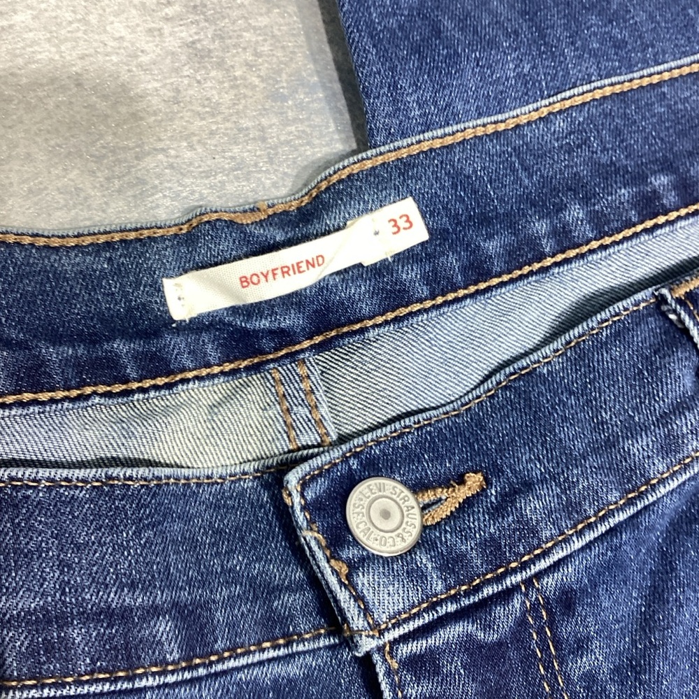 Levi’s Boyfriend Jeans Size 33 Women's Stretch 40x26 Crop Med Blue - Picture 5 of 8